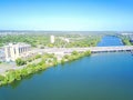 Top view Austin Colorado River and nature area in sunny summer d Royalty Free Stock Photo