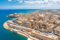 Aerial view of Lady of Mount Carmel church, St.Paul`s Cathedral in Valletta city, Malta