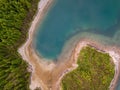 Aerial view of Lagoa do Fogo, a volcanic lake in Sao Miguel, Azores Islands. Portugal landscape