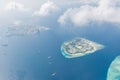 Maldivian capital city Male from above, blue sea and boats