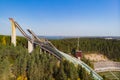 Aerial view of Lahti sports centre with three ski jump towers