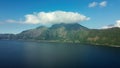 Aerial view of Lake Batur in the caldera of the active Batur volcano in Bali. Royalty Free Stock Photo