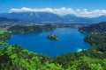 Aerial view of Lake Bled, Alps, Slovenia, Europe Royalty Free Stock Photo