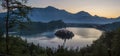 Aerial view of Lake Bled Alps Slovenia Europe. Mountain alpine lake. Royalty Free Stock Photo