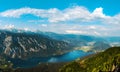 Aerial view of Lake Bohinj in Slovenia stitched panorama Royalty Free Stock Photo