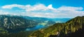 Aerial view of Lake Bohinj in Slovenia stitched panorama Royalty Free Stock Photo