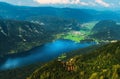 Aerial view of Lake Bohinj in Slovenia in summer Royalty Free Stock Photo