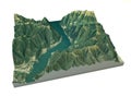 Aerial view of Lake Como, Laglio and surrounding areas map in 3d