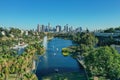 Aerial view of the lake in Echo Park in Los Angeles California Royalty Free Stock Photo