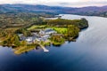 Aerial view of The Lake Eske and Harvey`s Point in Donegal, Ireland