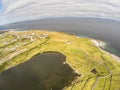 Aerial view of lake and farm fields in Inisheer Island