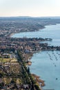 Aerial View of the Lake Garda with the Small Village of Bardolino - Veneto Italy Royalty Free Stock Photo