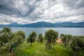 Aerial View of the Lake Garda - Lombardy and Veneto Coastline Italy Royalty Free Stock Photo