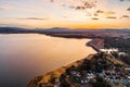 Aerial view of Lake Hume Dam and Village Royalty Free Stock Photo