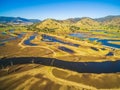 Aerial view of Lake Hume and Murray Valley Highway near Tallangatta, Victoria, Australia