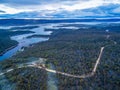 Aerial view of Lake Jindabyne at dusk, New South Wales, Australia Royalty Free Stock Photo