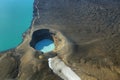 Aerial view of lake Lake Oskjuvatn and lake Viti in Askja region Royalty Free Stock Photo