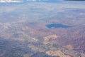 Aerial view of Lake Mathews and mountains