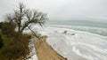 Aerial view of lake michigan at acme roadside park