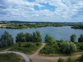 Aerial view of Lake and nature in Roydon UK