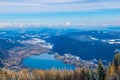 aerial view of the lake ossiach - ossiachersee from the gerlitzen mountain near villach, austria....IMAGE