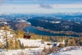 aerial view of the lake ossiach - ossiachersee from the gerlitzen mountain near villach, austria....IMAGE