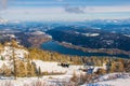 aerial view of the lake ossiach - ossiachersee from the gerlitzen mountain near villach, austria....IMAGE