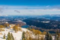 aerial view of the lake ossiach - ossiachersee from the gerlitzen mountain near villach, austria....IMAGE