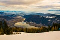 aerial view of the lake ossiach - ossiachersee from the gerlitzen mountain near villach, austria....IMAGE