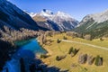 Aerial view of pass Albula in Switzerland