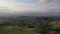 Aerial view of the lake in the region of southwestern Lake Constance near the town of Radolfzell on Untersee with farmlands,