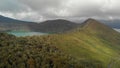 Aerial view of Lake Rotoaira and surrounding forest in Tongariro National Park