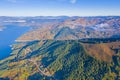 Aerial view of lake and rural area Royalty Free Stock Photo