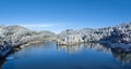 aerial view of lake scene in winter Lushan mountain Royalty Free Stock Photo