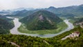 Aerial view of Lake Skadar National Park and Rijeka Crnojevica River, Montenegro Royalty Free Stock Photo