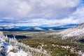 Aerial view of Lake Tahoe area on a stormy day, Sierra mountains, California Royalty Free Stock Photo