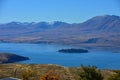 Aerial view of Lake Tekapo from Mount John Observatory in Canterbury Royalty Free Stock Photo