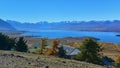 Aerial view of Lake Tekapo from Mount John Observatory in Canterbury Royalty Free Stock Photo