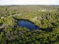 Aerial view of lake Teufelssee a glacial lake in the Grunewald forest Royalty Free Stock Photo