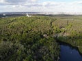 Aerial view of lake Teufelssee a glacial lake in the Grunewald forest Royalty Free Stock Photo