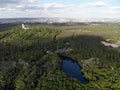 Aerial view of lake Teufelssee a glacial lake in the Grunewald forest Royalty Free Stock Photo