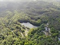 Aerial view of lake Teufelssee a glacial lake in the Grunewald forest Royalty Free Stock Photo