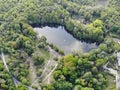 Aerial view of lake Teufelssee a glacial lake in the Grunewald forest Royalty Free Stock Photo