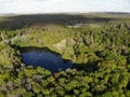 Aerial view of lake Teufelssee a glacial lake in the Grunewald forest Royalty Free Stock Photo