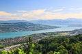 The aerial view of Lake Zurich