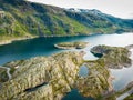 Aerial view. Lakes in mountains Norway