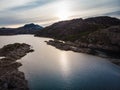 Aerial view. Lakes in mountains Norway