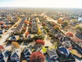 Aerial view lakeside residential area with cul-de-sac near Dalla