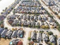 Aerial view lakeside subdivision near Dallas, Texas, America col