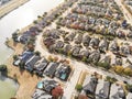 Aerial view lakeside subdivision near Dallas, Texas, America col